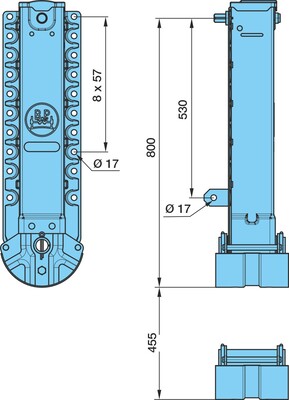 Stützwinde m. Fuß A L=800 o. Getr.