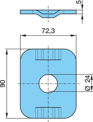 Formteil 90X72X5 Links  Obenl.Fed. Zentr.