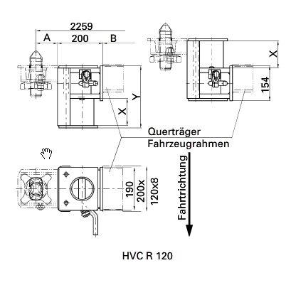 Höhenverstellung 120 mm Rechts